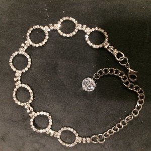 Silver Bracelet with White Rhinestones